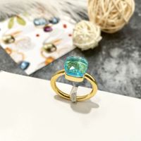 Commute Square Alloy Plating Inlay Artificial Crystal 18k Gold Plated Women's Rings main image 3