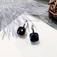 1 Pair Vacation Square Plating Inlay Copper Artificial Crystal Earrings sku image 2