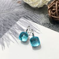 1 Pair Vacation Square Plating Inlay Copper Artificial Crystal Earrings sku image 8