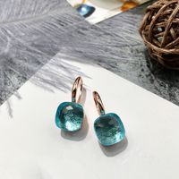 1 Pair Vacation Square Plating Inlay Copper Artificial Crystal Earrings sku image 50