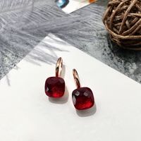 1 Pair Vacation Square Plating Inlay Copper Artificial Crystal Earrings sku image 64