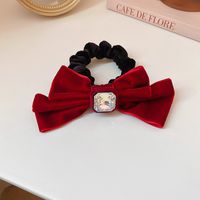 New Year's Retro Red Hairpin Christmas Headdress Diamond Pearl Fabric Bow Spring Clip sku image 21