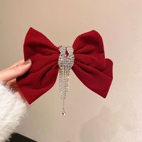 New Year's Retro Red Hairpin Christmas Headdress Diamond Pearl Fabric Bow Spring Clip sku image 29