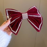 New Year's Retro Red Hairpin Christmas Headdress Diamond Pearl Fabric Bow Spring Clip sku image 31
