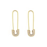 Ins Style Paper Clip Copper Inlay Zircon Earrings 1 Pair main image 6