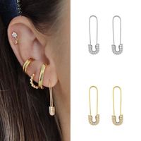 Ins Style Paper Clip Copper Inlay Zircon Earrings 1 Pair main image 1