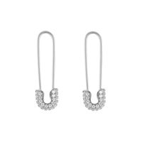 Ins Style Paper Clip Copper Inlay Zircon Earrings 1 Pair sku image 2