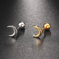 1 Piece Streetwear Star Moon Plating Inlay Copper Zircon Ear Studs main image 3