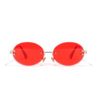 Vintage Oval Sunglasses Crystal Texture Glasses Frameless Sunglasses sku image 2