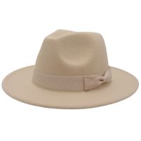 Unisex Fashion Solid Color Bow Knot Flat Eaves Fedora Hat main image 6