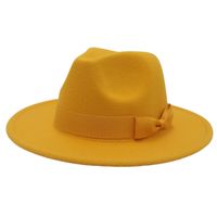 Unisex Fashion Solid Color Bow Knot Flat Eaves Fedora Hat main image 5