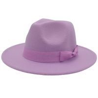 Unisex Fashion Solid Color Bow Knot Flat Eaves Fedora Hat main image 4