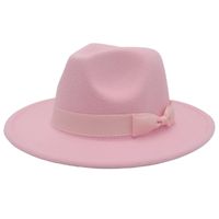 Unisex Fashion Solid Color Bow Knot Flat Eaves Fedora Hat main image 3
