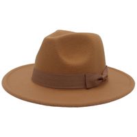 Unisex Fashion Solid Color Bow Knot Flat Eaves Fedora Hat main image 2