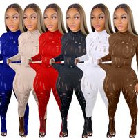 Women's Fashion Solid Color Ripped Pants Sets main image 5