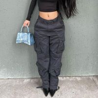 Women's Daily Streetwear Solid Color Full Length Washed Cargo Pants main image 4