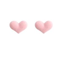 1 Pair Simple Style Heart Shape Flocking Women's Ear Studs main image 6