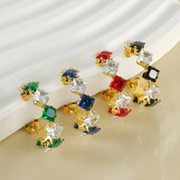 Fashion Geometric Stainless Steel Gold Plated Zircon Earrings 1 Pair main image 1