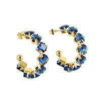 Fashion Geometric Stainless Steel Gold Plated Zircon Earrings 1 Pair main image 3