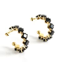 Fashion Geometric Stainless Steel Gold Plated Zircon Earrings 1 Pair sku image 1