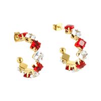 Fashion Geometric Stainless Steel Gold Plated Zircon Earrings 1 Pair sku image 7