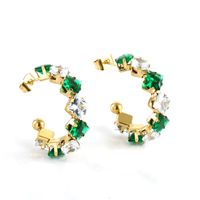 Fashion Geometric Stainless Steel Gold Plated Zircon Earrings 1 Pair sku image 6