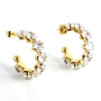 Fashion Geometric Stainless Steel Gold Plated Zircon Earrings 1 Pair sku image 2