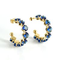 Fashion Geometric Stainless Steel Gold Plated Zircon Earrings 1 Pair sku image 4