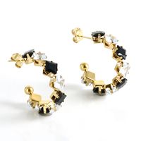 Fashion Geometric Stainless Steel Gold Plated Zircon Earrings 1 Pair sku image 9