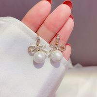 Sweet Geometric Butterfly Bow Knot Imitation Pearl Alloy Inlay Rhinestones Women's Earrings 1 Pair sku image 423