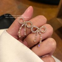 Sweet Geometric Butterfly Bow Knot Imitation Pearl Alloy Inlay Rhinestones Women's Earrings 1 Pair sku image 602