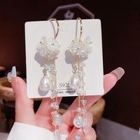 Fashion Tassel Heart Shape Bow Knot Imitation Pearl Copper Inlay Rhinestones Drop Earrings 1 Pair sku image 38