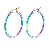 Fashion Solid Color Titanium Steel Plating Hoop Earrings 1 Pair sku image 22