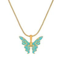 Fashion Butterfly Alloy Enamel Women's Pendant Necklace 1 Piece sku image 4