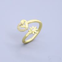 Fashion Heart Shape Butterfly Horse Copper Plating Zircon Open Ring main image 4