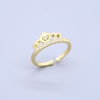 Elegant Triangle Crown Fish Tail Copper Plating Zircon Open Ring main image 3