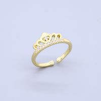 Elegant Triangle Crown Fish Tail Copper Plating Zircon Open Ring sku image 1