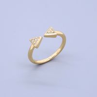 Elegant Triangle Crown Fish Tail Copper Plating Zircon Open Ring main image 4