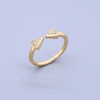 Elegant Triangle Crown Fish Tail Copper Plating Zircon Open Ring sku image 4