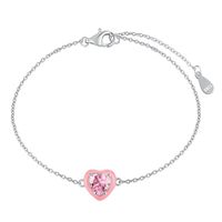 Fashion Heart Shape Sterling Silver Inlaid Zircon Bracelets sku image 3