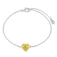 Fashion Heart Shape Sterling Silver Inlaid Zircon Bracelets sku image 4