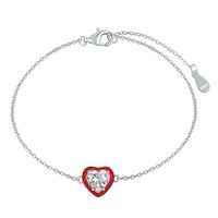 Fashion Heart Shape Sterling Silver Inlaid Zircon Bracelets sku image 5