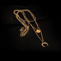 Fashion Moon Titanium Steel Tassel Plating Chain Pendant Necklace 1 Piece main image 3