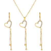 Fashion Heart Shape Butterfly Copper Gold Plated Silver Plated Inlay Zircon Necklace 1 Set main image 4