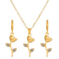 Fashion Heart Shape Butterfly Copper Gold Plated Silver Plated Inlay Zircon Necklace 1 Set main image 2
