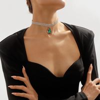 1 Pieza Moda Gotitas De Agua Cadena De Garras Embutido Diamantes De Imitación Mujeres Collar Colgante main image 5