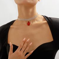 1 Pieza Moda Gotitas De Agua Cadena De Garras Embutido Diamantes De Imitación Mujeres Collar Colgante main image 3