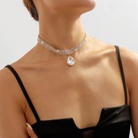 1 Pieza Moda Gotitas De Agua Cadena De Garras Embutido Diamantes De Imitación Mujeres Collar Colgante main image 4