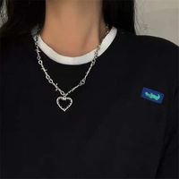 1 Piece Hip-hop Heart Shape Alloy Metal Chain Unisex Pendant Necklace sku image 1