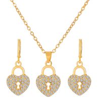 Fashion Heart Shape Butterfly Copper Gold Plated Silver Plated Inlay Zircon Necklace 1 Set sku image 14